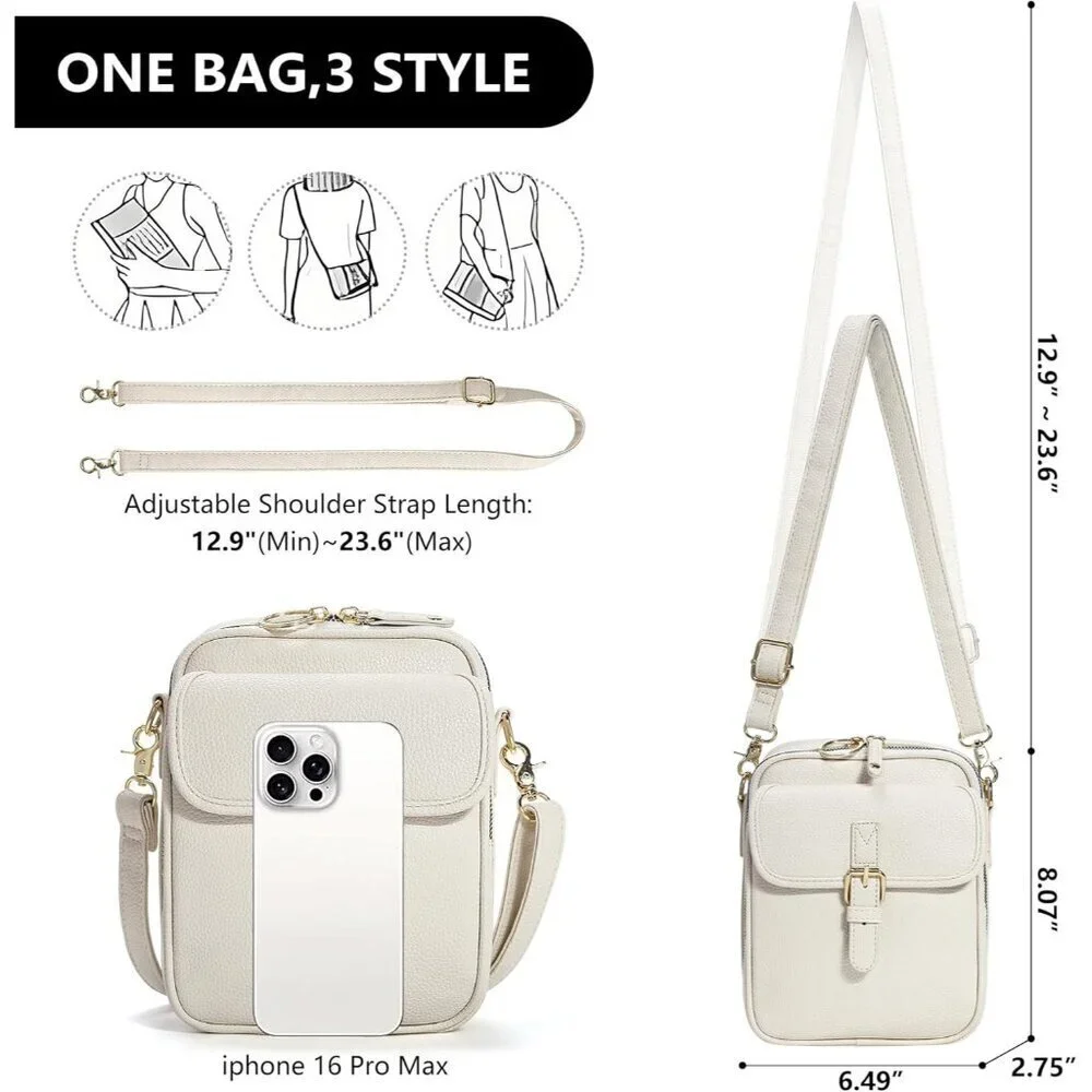 Small Vegan Leather Crossbody Bag for Women Compact Wallet Purse